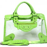 Clear PVC Tote Bag w/ Croc Embossed Patent Leather-like Trim (BG-CLR001GN)