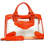 Clear PVC Tote Bag w/ Croc Embossed Patent Leather-like Trim (BG-CLR001OG)