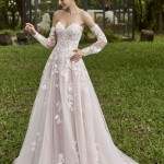 A-line Sweetheart Detachable Long Sleeves Wedding Dress