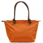 Nylon Small Shopping Tote w/ Leather Like Handles - Orange