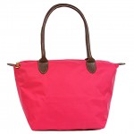 Nylon Small Shopping Tote w/ Leather Like Handles - Fuchsia