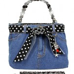 Jean Purse w/ Polka Dots Ribbon (BG-BJ117M/BK)