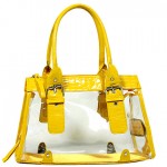 Clear PVC Tote Bag w/ Croc Embossed Patent Leather-like Trim (BG-CLR002MUS) Clear PVC Tote Bag w/ Croc Embossed Patent Leather-like Trim (BG-CLR002MUS)