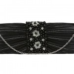 Evening Bag - Satin w/ Pleated & Beaded Flap (BG-100274B)