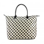 Shopping Tote w/ Polka Dots Print - White